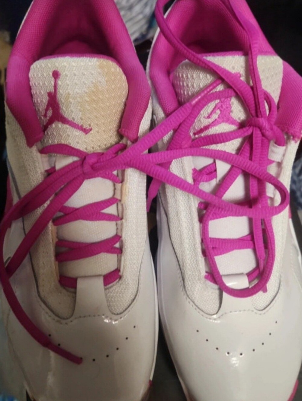 Jordan Pink and White Athletic Shoes